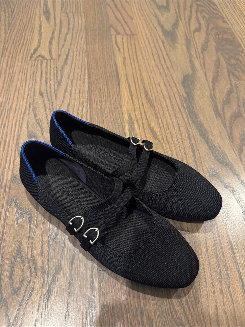 Rothy's Black Knit Mary Jane Flats with Double Buckles 7.5
